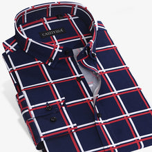 Load image into Gallery viewer, Men's Long-Sleeve Bold Check Plaid Button-Down Shirt No-pocket Non-Iron Comfortable Soft 100 Percent Cotton Slim-fit Dress Shirt