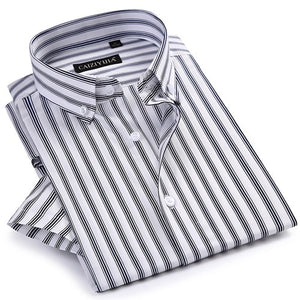Men's Formal Short Sleeve Multi Striped Office Shirts Comfortable Slim Fit 100% Cotton Thin Casual Button Collar Dress Shirt