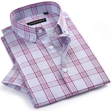 Load image into Gallery viewer, Men's Checkered Plaid Short Sleeve Dress Shirt Worn-in Comfortable Pure Cotton Thin Smart Casual Regular-fit Button-down Shirts