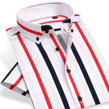Load image into Gallery viewer, Men&#39;s Slim Fit Cotton Bold Stripe Pattern Dress Shirt Smart Casual Short Sleeve Comfortable Breathable Thin Button-down Shirts