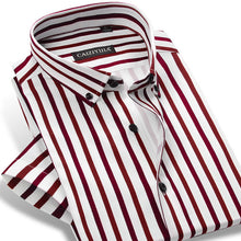 Load image into Gallery viewer, Men's Slim Fit Cotton Bold Stripe Pattern Dress Shirt Smart Casual Short Sleeve Comfortable Breathable Thin Button-down Shirts