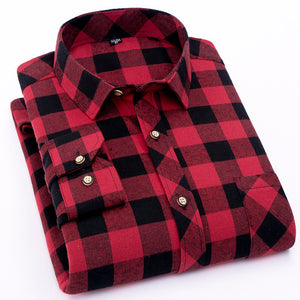 Red Flannel Plaid Shirt Men 2019 Fashion Dress Men shirt Casual Warm Soft Long Sleeve Shirts camiseta masculina chemise homme