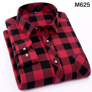 Red Flannel Plaid Shirt Men 2019 Fashion Dress Men shirt Casual Warm Soft Long Sleeve Shirts camiseta masculina chemise homme