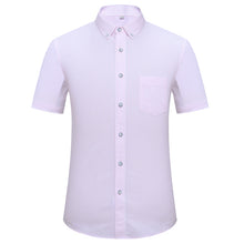 Load image into Gallery viewer, Men's Checked Standard-fit Short-Sleeve Dress Shirt Thin Soft Striped/Plaid Button-down Collar Oxford Cotton Shirts