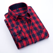 Load image into Gallery viewer, Men's Standard-fit Check Plaid Soft-brushed Shirt Patch Chest Pocket Comfortable Casual Checkered Work Tops Long SLeeve Shirts