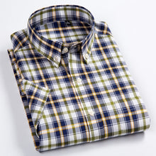 Load image into Gallery viewer, Men&#39;s Casual Short-Sleeve Checkered Shirts Standard-fit Summer Thin Soft 100% Cotton Button-down Plaid Striped Dress Shirt