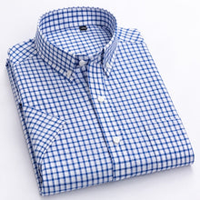 Load image into Gallery viewer, Men&#39;s Casual Short-Sleeve Checkered Shirts Standard-fit Summer Thin Soft 100% Cotton Button-down Plaid Striped Dress Shirt