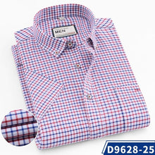 Load image into Gallery viewer, Mens 100% Cotton plaid Casual Shirt Fashion man Shirt short sleeve Oxford Shirts Brand Mens Dress Shirt Summer