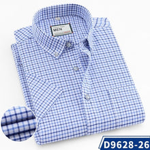 Load image into Gallery viewer, Mens 100% Cotton plaid Casual Shirt Fashion man Shirt short sleeve Oxford Shirts Brand Mens Dress Shirt Summer