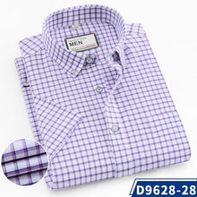 Load image into Gallery viewer, Mens 100% Cotton plaid Casual Shirt Fashion man Shirt short sleeve Oxford Shirts Brand Mens Dress Shirt Summer