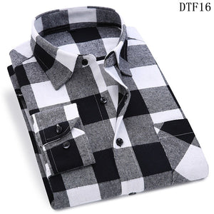 Men Flannel Plaid Shirt 100% Cotton 2019 Spring Autumn Casual Long Sleeve Shirt Soft Comfort Slim Fit Styles Brand Man Plus Size