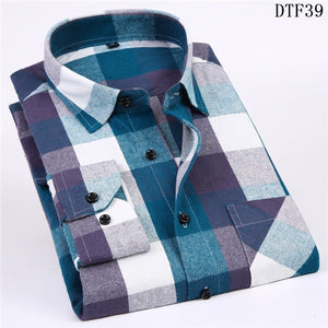 Men Flannel Plaid Shirt 100% Cotton 2019 Spring Autumn Casual Long Sleeve Shirt Soft Comfort Slim Fit Styles Brand Man Plus Size